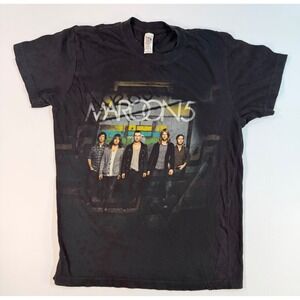 Maroon 5 World Tour Graphic T-Shirt Black Cotton Band Tee Mens Small S